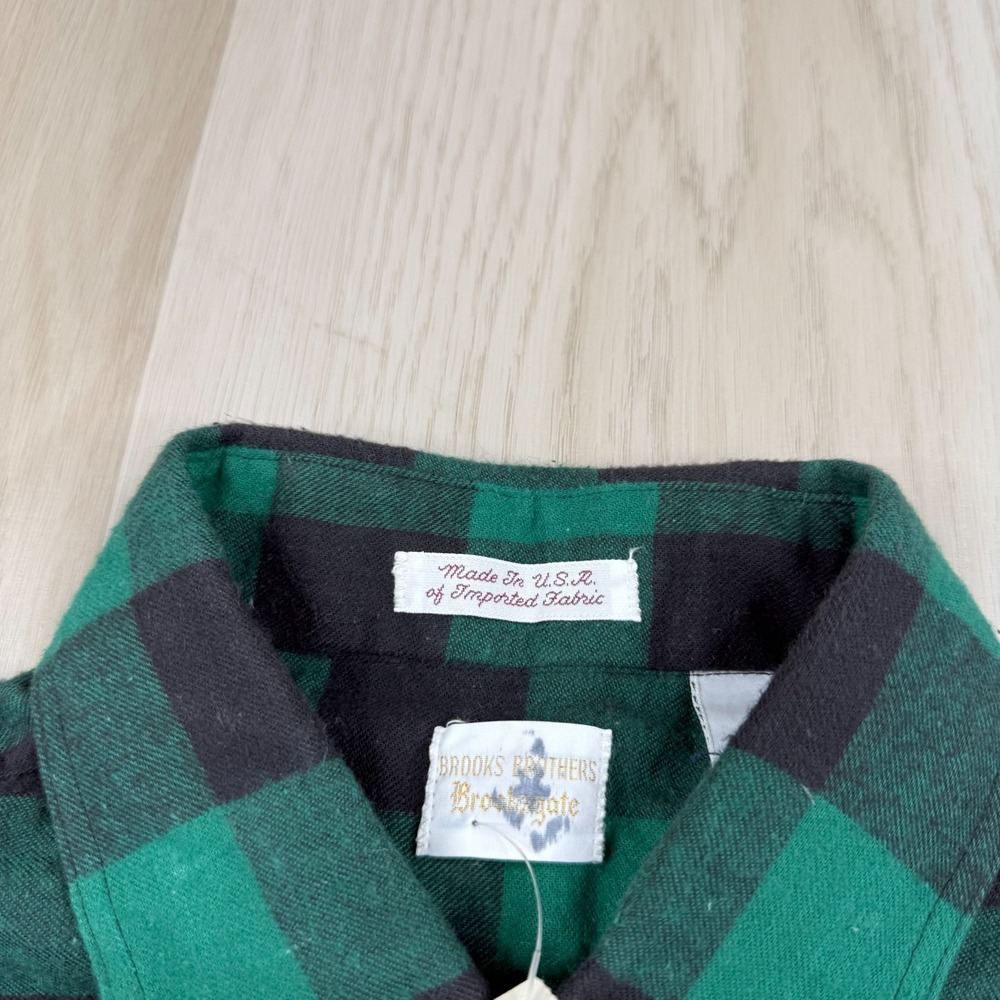 NWT VTG Brooks Brothers Green Black Buffalo Plaid Flannel Button Shirt Size M - Picture 2 of 11